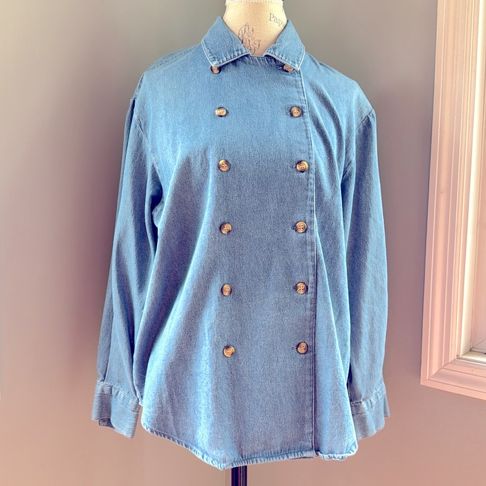 Cambridge Dry Goods double breasted soft denim long sleeved western EUC Med